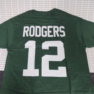 GREEN BAY FOOTBALL GREEN COTTON T SHIRT SILK SCREENED NUMBER 12